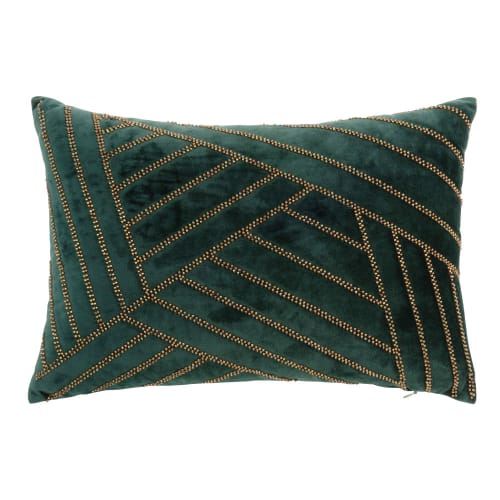 Coussin vert et perles dorées 9x9 Maisons du Monde Coussin vert et perles dorées 9x9 Maisons du Monde