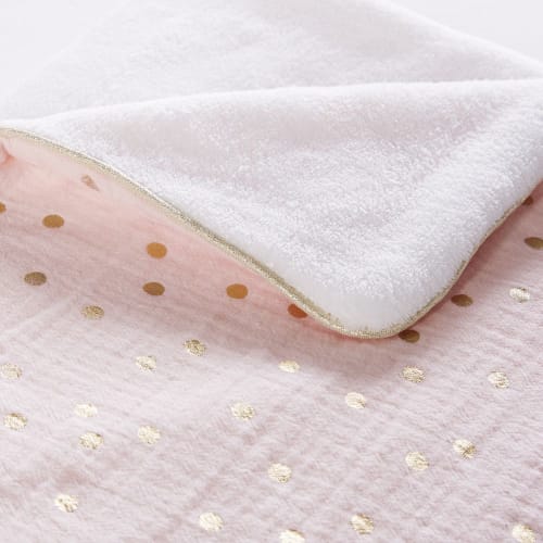 Couverture Bebe En Coton Rose Et Blanc Motifs A Pois Dores 75x100 Lou Maisons Du Monde