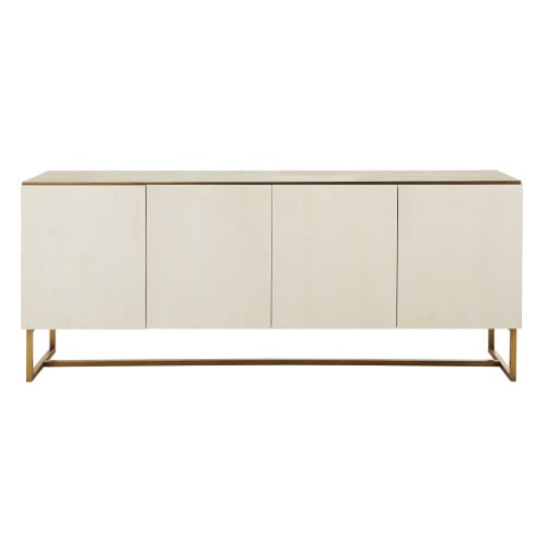Furniture Sideboards | Cream and Metal Faux Shagreen 4-Door Sideboard - XF92763