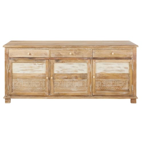 Shabby Chic Credenze Maison Du Monde.Credenza A 3 Ante In Legno Massello Di Mango Caraiba Maisons Du Monde