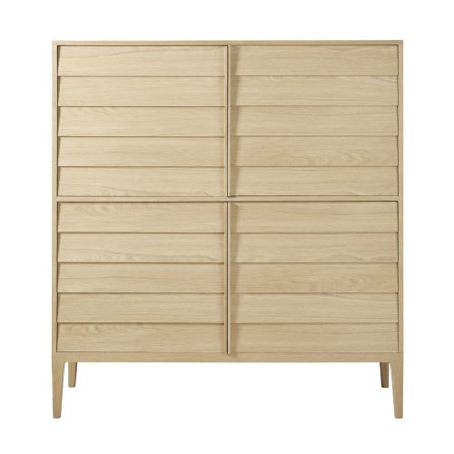 Credenza alta a 4 ante e piedi in legno massello di quercia Sand Maisons du Monde
