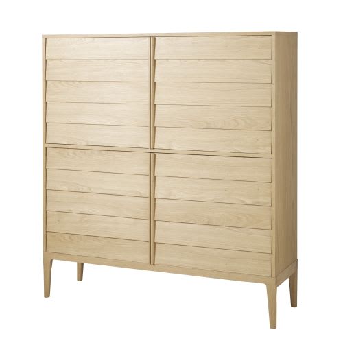 Credenza alta a 4 ante e piedi in legno massello di quercia Sand