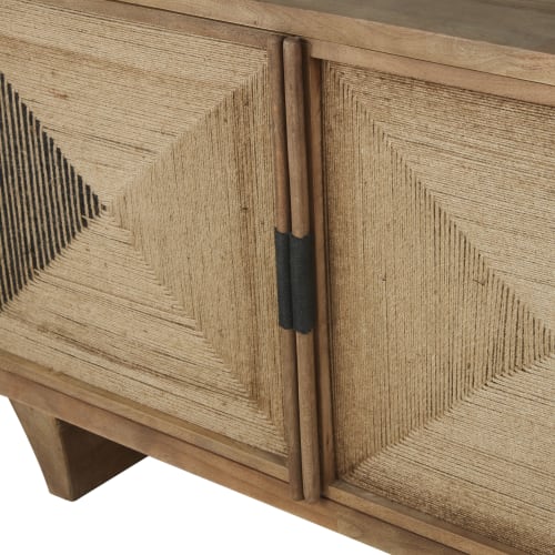 Credenza bassa lunga a 2 ante in iuta e 2 cassetti | Maisons du Monde