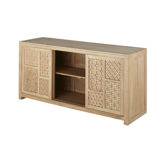 Credenza bassa lunga a 3 ante scorrevoli finitura sbiancata Shiraz