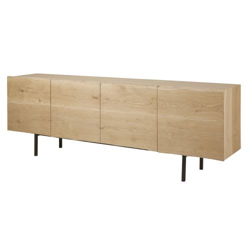 Credenza bassa lunga a 4 ante in legno massello di quercia Magnus