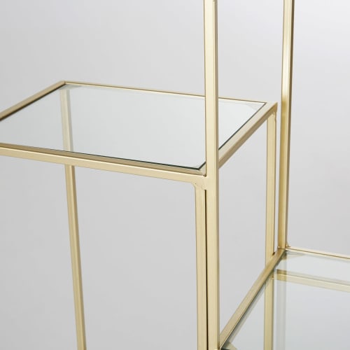 Gold Glass Shelf Unit Faiza Shelf Unit Black Gold Metal 3 Tier Home