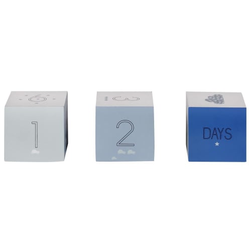 Cubes de naissance bleu, bleu vert et blanc (X3)