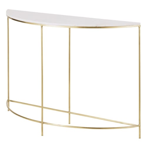 Furniture Console tables | Curved Brass-Coloured Metal and White Marble Console Table - NQ17662