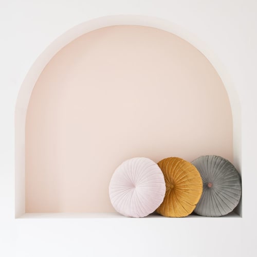 Cuscino Rotondo In Velluto Giallo Senape E Dorato O 40 Cm Vaiana Maisons Du Monde