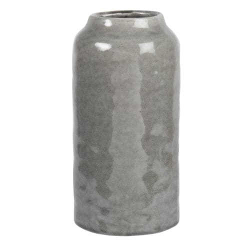 Decor Vases | Cylindrical Grey Stoneware Vase H26 - OJ90151