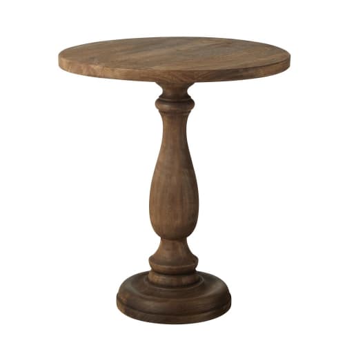 Dark Brown Mango Wood Pedestal Table H62cm Channa Maisons Du Monde Dark Brown Mango Wood Pedestal Table, Round Dark Brown Mango Wood Coffee Table