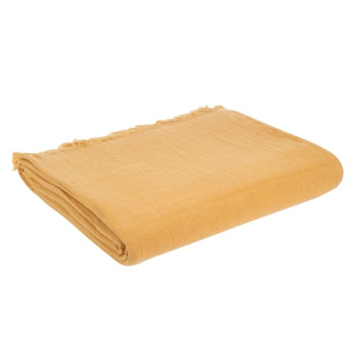 Decke aus Baumwolle gelb 130x170