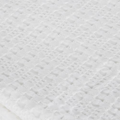 Textil Decken und Bettüberwürfe | Decke aus Bio-Baumwolle mit Waffelmuster und Fransen, weiß, 160x210cm - ZK08315