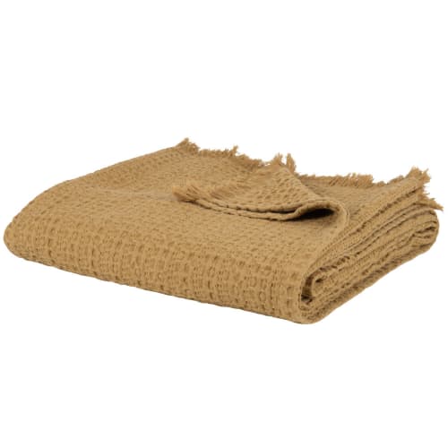 Textil Decken und Bettüberwürfe | Decke aus gelber Baumwolle mit Wabenmuster, 160x210cm - CX28159