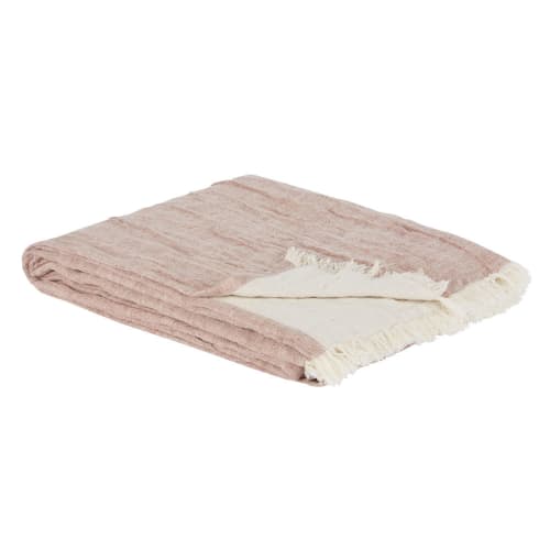 Textil Decken und Bettüberwürfe | Decke aus terrakottafarbener Baumwoll- und Leinengaze, 160x210cm - BP00703