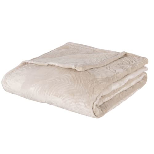 Textil Decken und Bettüberwürfe | Decke mit Blättermotiv geprägt, beige, 150x230cm - WB39396
