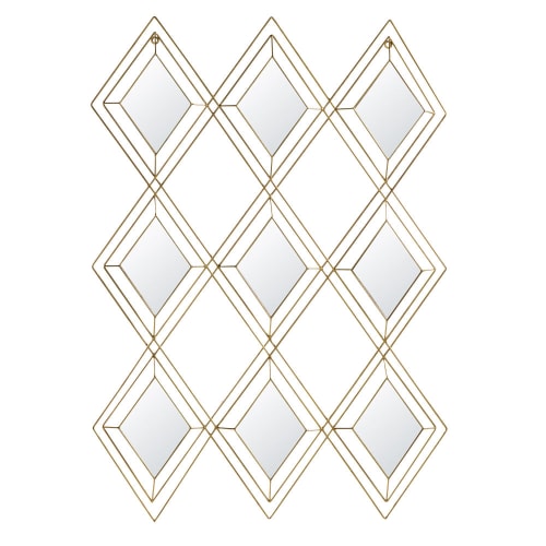 Déco Plaques et lettrages | Déco murale 9 miroirs en métal doré 72x102 - RR52922