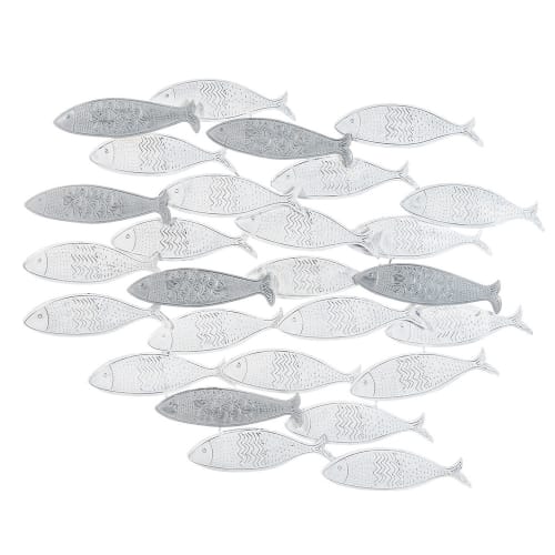 Déco Plaques et lettrages | Déco murale banc de poissons en métal 70x56 - EE65513