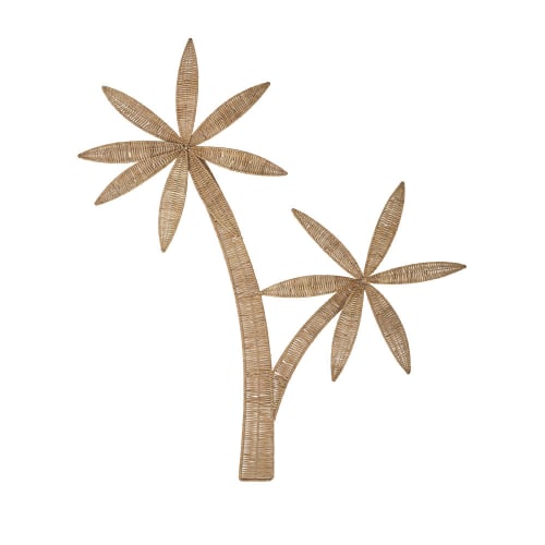 Déco Plaques et lettrages | Déco murale palmiers en rotin beige 105x130 - QU80503