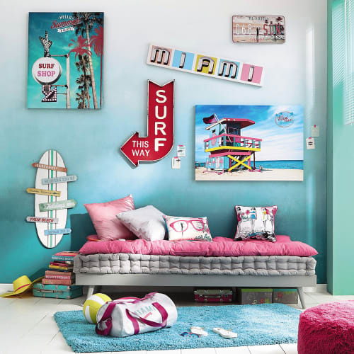 Deco Murale Planche De Surf Multicolore 45x90 Surfing Maisons Du