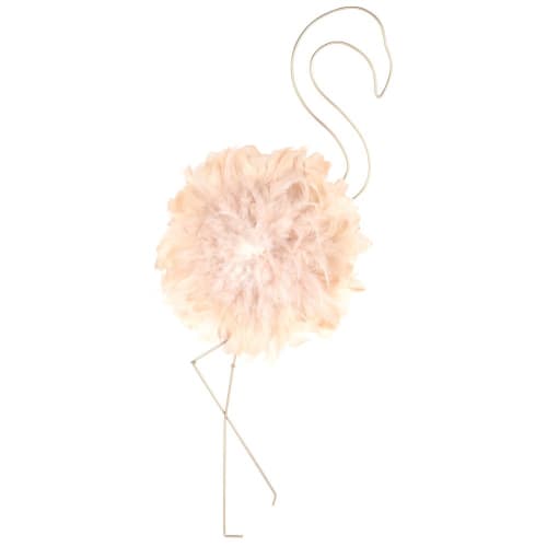 Decoracao De Parede Juju Hat De Metal Dourado E Penas Cor De Rosa 34x79 Cm Maisons Du Monde