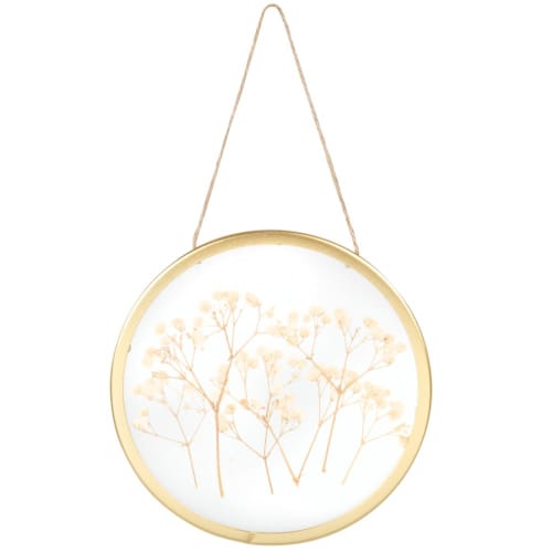 Tierra vida gancho Decoración de pared colgante de metal dorado, cristal y flores secas beiges  25 x 15 EMMA | Maisons du Monde