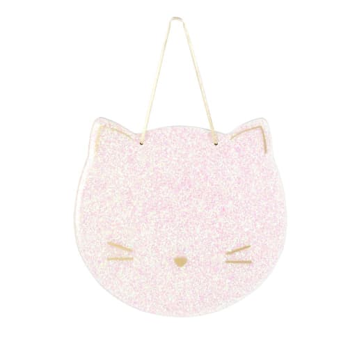 Decoracion De Pared Gato Rosa Dorado Y Blanco 14x15 Maisons Du