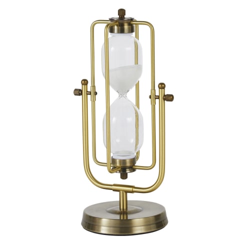 Decorative hourglass in gold metal and glass H30cm