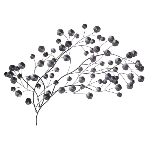 Decorazione da parete fiore in metallo nero, 136x73 cm