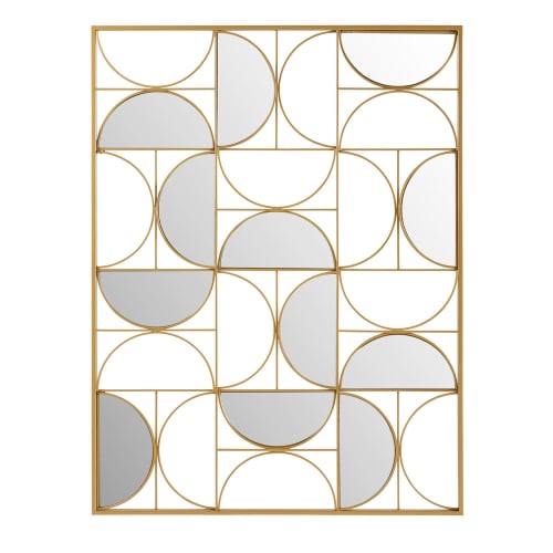 Decorazione da parete specchio in metallo dorata, 90x120