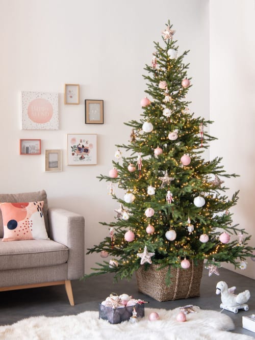 Decorazione Natalizia Da Appendere Muso Di Gatto Rosa Con Glitter Dorati Maisons Du Monde