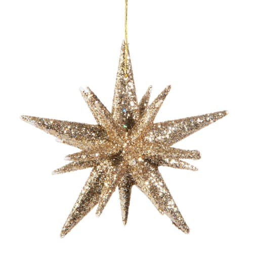 Decorazione Natalizia Da Appendere Stella 3d Con Glitter Dorati Maisons Du Monde