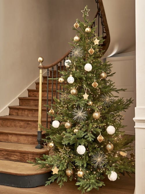 Decorazione Natalizia Da Appendere Stella Con Glitter Dorati Maisons Du Monde