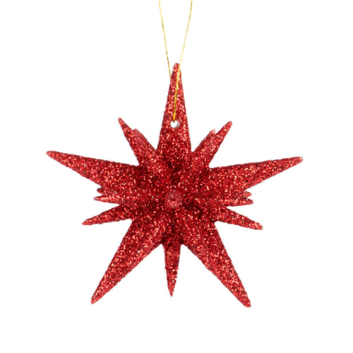 Decorazione Natalizia Da Appendere Stella Con Lustrini Rossi Maisons Du Monde