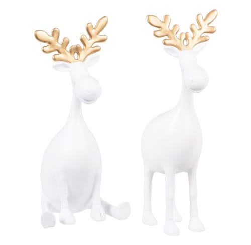 Decorazione Natalizia Renna Bianca E Dorata X2 Maisons Du Monde