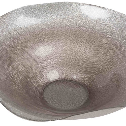 Tischkultur Etagere und Obstschale | Dekorative Servierplatte aus gerilltem Glas, rosabeige - JD47712