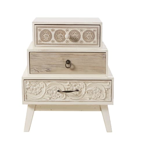 Comodini Maison Du Monde.Destructured 3 Drawer Bedside Table With Print Rumba Maisons Du Monde