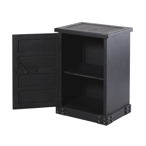 Distressed wood safe cabinet in black W 53cm Bank | Maisons du Monde