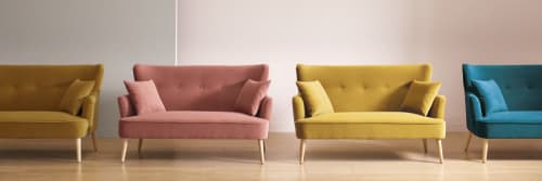 Divano 2 Posti In Velluto Color Senape Leon Maisons Du Monde