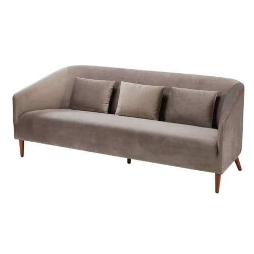 Divano 3 Posti Color Talpa In Velluto Nottingham Maisons Du Monde
