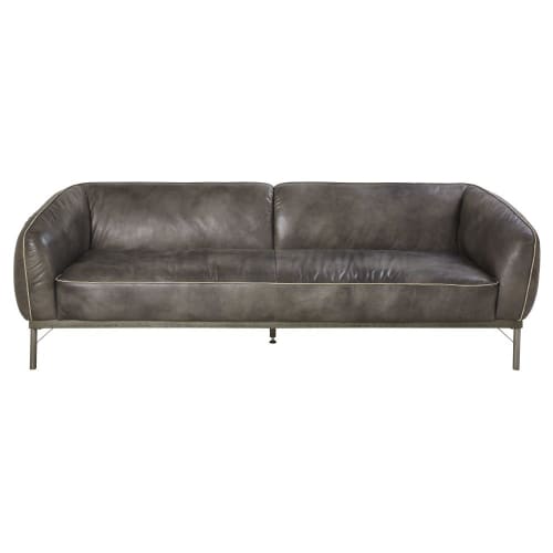 Marchio  - Alkove divano in pelle modello Aldan stile moderno colore grigio chiaro 2 posti 