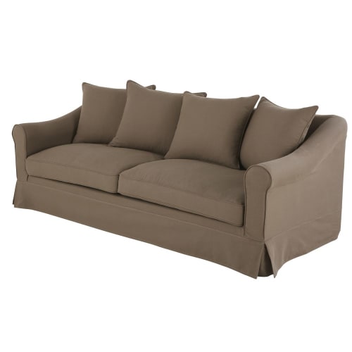 Divano 4 Posti Color Talpa In Cotone Joanne Maisons Du Monde