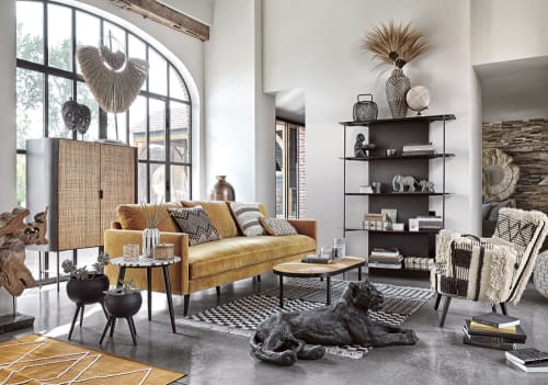 Divano 4 Posti In Velluto Color Senape Kant Maisons Du Monde