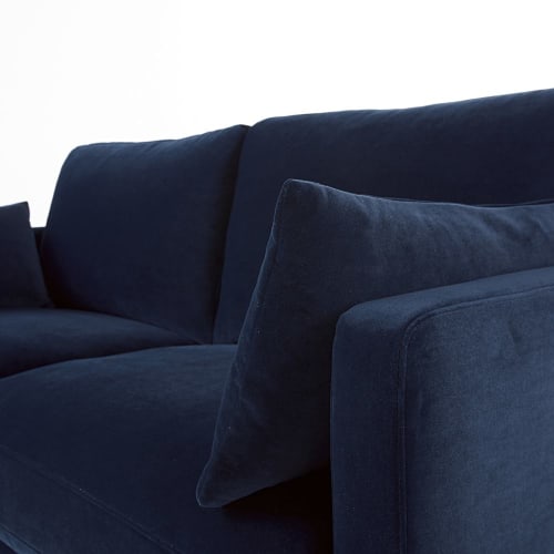 Divano letto a 2/3 posti in velluto blu notte, materasso 14 cm Julian