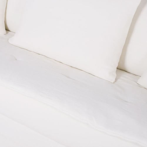 Divano letto a 3/4 posti in lino superiore bianco, materasso 6 cm Barcelone