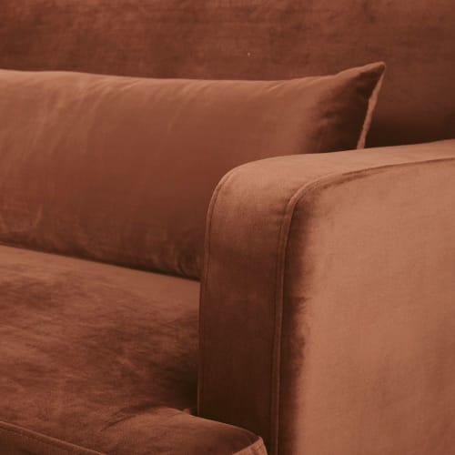 Divano Letto A 3 4 Posti In Velluto Color Terracotta Elvis Maisons Du Monde