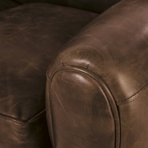 Divano Letto Vintage 3 Posti Marrone In Pelle Oxford Maisons Du Monde