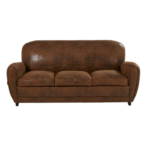 Divano letto clic-clac in microfibra ELEANOR - Marrone effetto vintage Coloniale Vintage