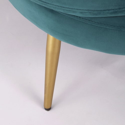 Divano Vintage 3 4 Posti Blu In Velluto Glover Maisons Du Monde