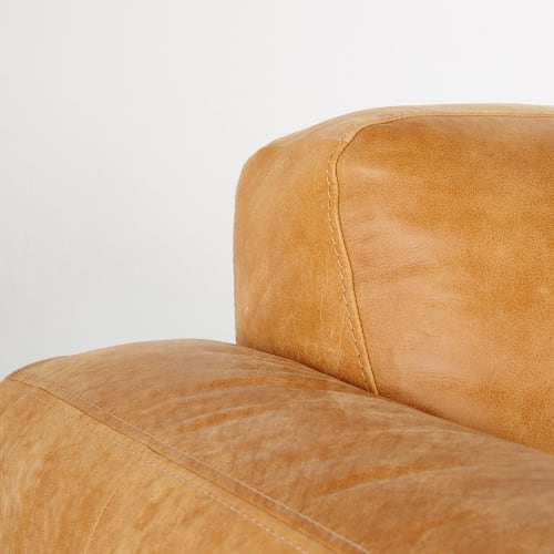 Divano Vintage 3 4 Posti In Pelle Color Cammello Sophia Maisons Du Monde